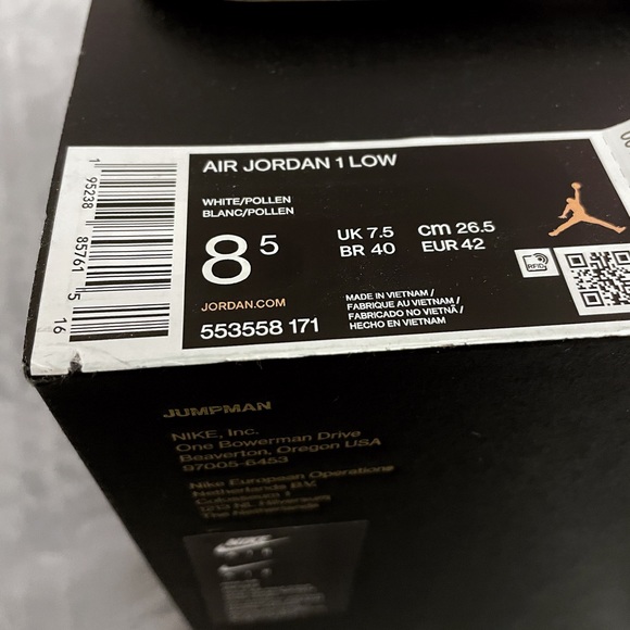 Nike Jordan 1 Low White Pollen *NEW* US 8.5 - Picture 6 of 6